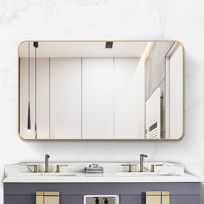 特賣- Yishare 鋁合金圓角浴室鏡壁掛墻帶框衛浴化妝鏡洗漱臺衛生間鏡子