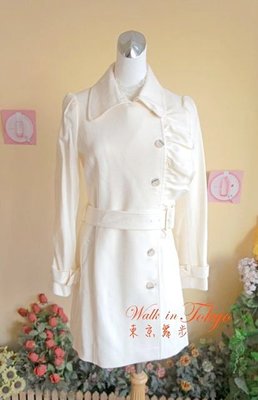 特價【東京舞步】H2O 羊毛好質感 設計感綁帶長版大衣（白色）原價9880元
