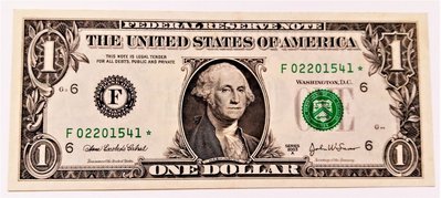 2003 (A) 年 稀少 美國 1元 ONE Dollar 美元 補號鈔 舊版 星號 早期 小頭 紙鈔 紙 幣