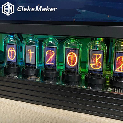 創意RGB復古擬輝光管時鐘LED電腦桌面擺件Eleksmak