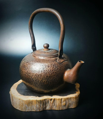 日本制 回流  手工捶打紋銅壺  老茶壺  咖啡壺  提梁煮