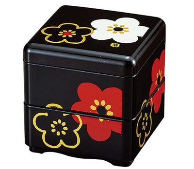 7   日本製 限量品 日式典雅梅花造型雙層便當盒 和風定食洋食餐盒二層野餐露營壽司盒餐廳居家節慶便當箱