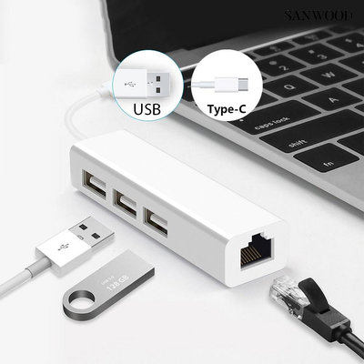 【電腦配件】USB網線轉換器2.0HUB有線百兆網卡type-c轉rj45免驅動