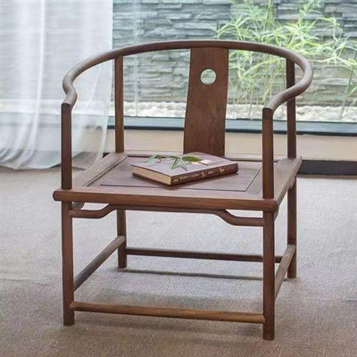 新中式老榆木實木圈椅仿古主人椅明式太師椅家用書房一體茶椅復古