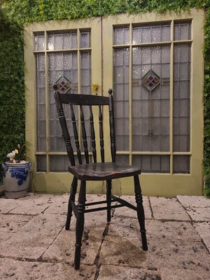 【卡卡頌 歐洲古董】英國 古董老件 特殊 高背 手工 溫莎椅 書桌椅 古董椅 ch0897 ✬