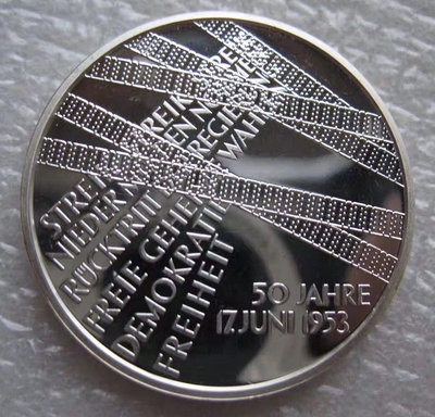 德國2003年 聯邦民主自由五十周年10歐元普制紀念銀幣