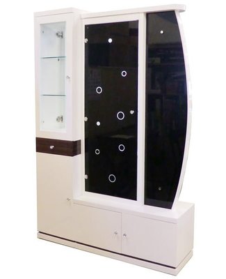【尚品家具】233-02 洛米斯4.2尺烤白黑玻玄關收納櫃屏風櫃雙面櫃~