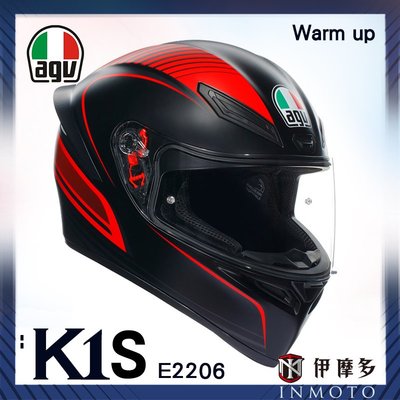 伊摩多※義大利 AGV K1 S E2206 全罩安全帽 亞版 Warm Up 黑紅