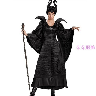 【旺旺家居】M-3XL大尺碼萬聖節Cospaly女巫服飾黑魔女2巫師服裝 牛角巫婆裝制服恐怖嚇人變裝派對
