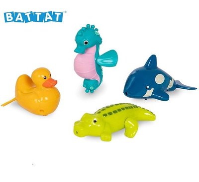 【子供の部屋】美國B.TOYS BATTAT系列 打水漂漂(噴射小鴨)洗澡 玩具 4PS 袋裝公司貨