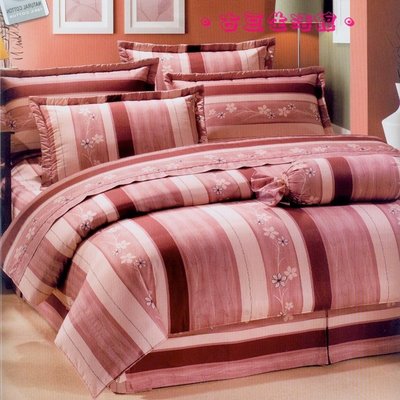 100%台灣製_專櫃品質，100%精梳棉雙人床包5x6.2呎，雙面花色涼被四件組，KF2535