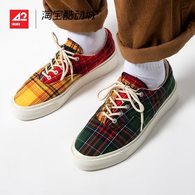 KIKI韓國時尚~42運動家 Converse Skid Grip紅綠鴛鴦格子滑板鞋209218C 209220C