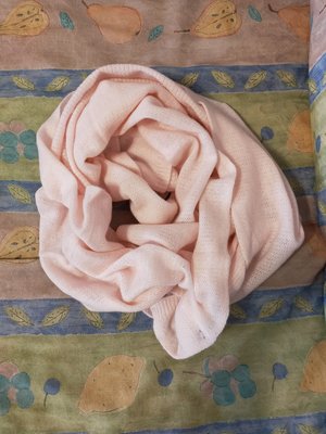 頂級喀什米爾淡粉色針織純羊絨超大圍巾披肩100% cashmere