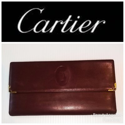 CARTIER 卡地亞Must de Cartier小牛皮3折 長夾 珠扣皮夾錢包 發財夾零錢包$858 一元起標有LV