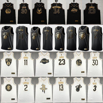 熱賣精選 NBA球衣 NBA球隊球衣 科瑞curry 哈登harden 杜蘭特Durant 科比Kobe 黑黃金版刺繡籃球服