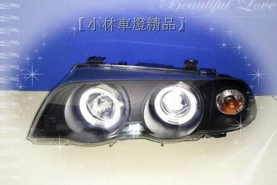 【小林車燈精品】全新外銷件BMW E46 99 00 01 4D 黑框/晶鑽 一體式光圈魚眼大燈 特價中