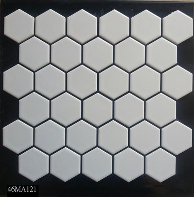 [磁磚之嘉] 中顆六角型馬賽克 4.6*4.6CM~平光白 另有黑色
