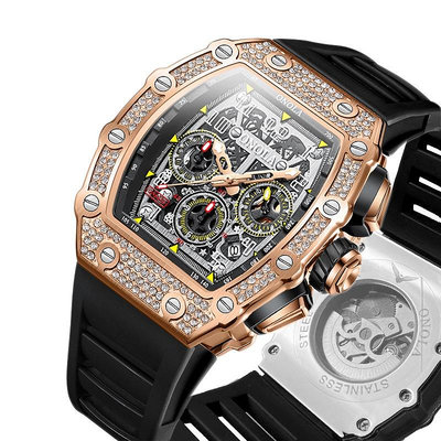 ONOLA 6826D 時尚 滿鑽 （2022年12月最新款） 多功能 全自動機械錶 男士手錶〔免費原裝禮盒〕