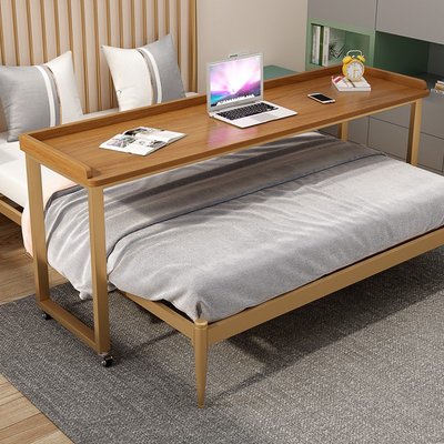 跨床桌可移動小桌子懶人桌雙人床邊桌電腦桌家用實木長條床上書桌