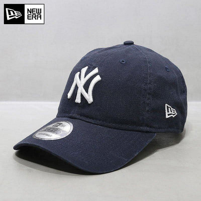 小Z代購#NewEra帽子韓國軟頂大標NY洋基隊MLB棒球帽鴨舌帽潮牌純棉藏青色