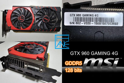 【 大胖電腦 】MSI 微星 GTX 960 GAMING 4G 顯示卡/DDR5/保固30天 直購價1300元
