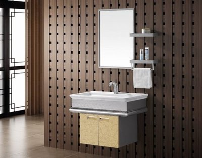 FUO衛浴: 80公分 新古典款 不鏽鋼浴櫃組(含鏡子,龍頭整組) (3415B)  期貨!