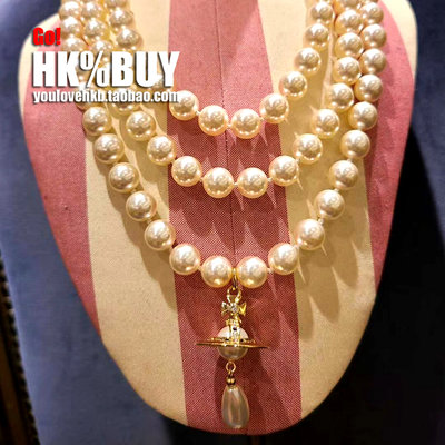 ❤奢品匯正品代購❤香港Vivienne Westwood西太后三層土星雨滴水滴珍珠晚宴項鏈
