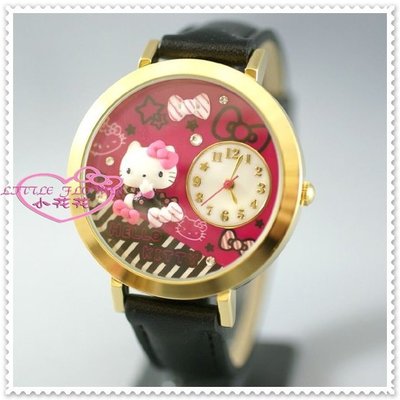 ♥小花花日本精品♥ Hello Kitty 日本製   手表手錶浮雕軟陶皮革錶帶生日桃色側姿緞帶 99916503