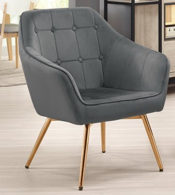 【風禾家具】QM-304-2@DNL新古典灰色絨布單人沙發休閒椅【台中市區免運送到家】洽談椅 沙發椅 單人椅 傢俱