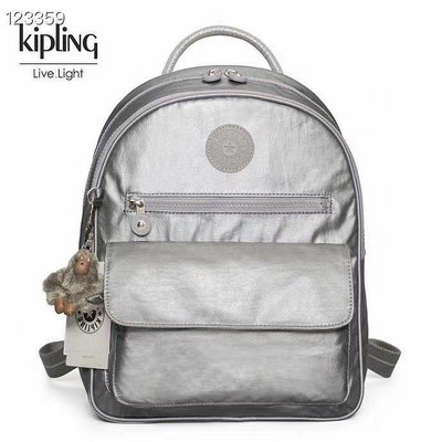 小Z代購#Kipling 猴子包 K16841 金屬銀灰 拉鍊夾層輕量雙肩後背包 輕量 大容量 防水