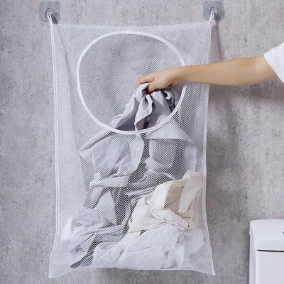 日本網格壁掛髒衣袋 髒衣籃 浴室收納袋 衛生間收納袋 浴室洗衣袋