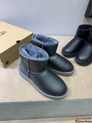 潮品爆款澳洲 UGG 獨特金屬系列 金屬灰色女款雪地靴 平底靴 OUTLET代購-雙喜生活館