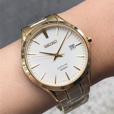 現貨 可自取 SEIKO SGEH72P1 精工錶 手錶 40mm 大三針 白面盤 金色鋼錶帶 男錶女錶