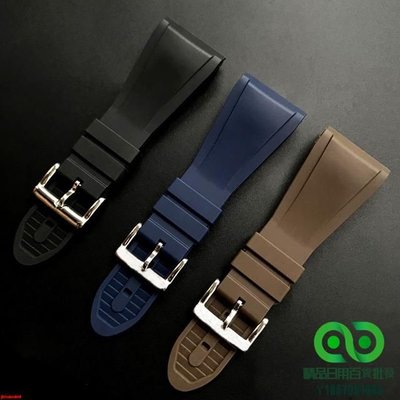 優質柔軟橡膠手錶帶適配寶格麗OCTO系列101964矽膠錶鏈30mm黑藍色【精品】