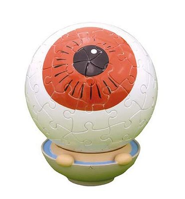 日本正版拼圖 妖怪博士 水木茂 鬼太郎 妖怪世界 眼球老爹  60片3D立體塑膠球型絕版拼圖．2003-285