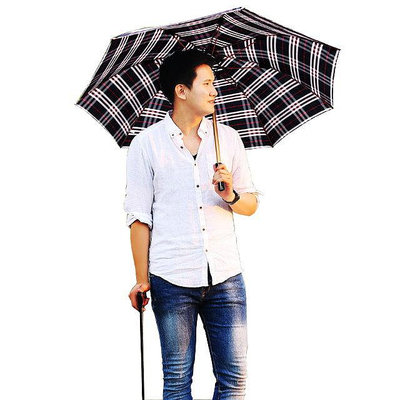 買一送一【拐杖傘 雨傘】央帶分離式拐杖傘(雨傘+拐杖)自動休閒傘-拐杖雨傘 雨傘拐杖 直傘 手杖傘【小潔大批發】