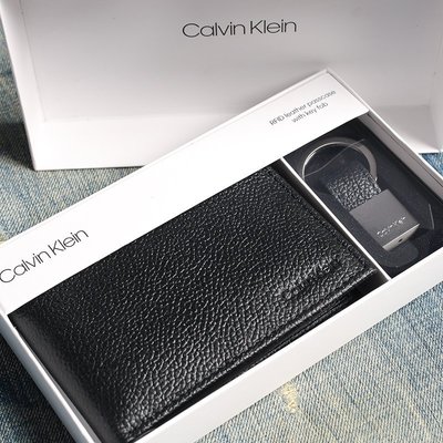 現貨美國正品 Calvin Klein簡約錢包男士CK原裝禮盒短款皮夾送鑰匙扣明星同款熱銷
