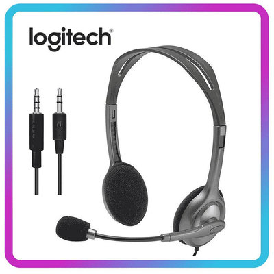 羅技 Logitech H110 立體聲耳機, 帶麥克風 3.5 毫米有線耳機專業耳機, 用於筆記本電腦台式遊戲工作