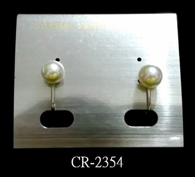 CR-2354 白色貝殼珍珠(8MM)+鍍K白耳夾