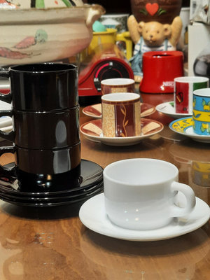 二手 滿杯100ml arcopal france 耐熱咖啡杯盤組×4