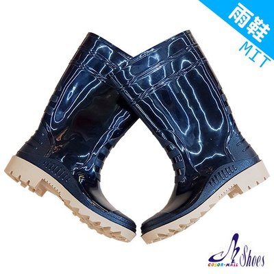 雨靴【CM日韓鞋館】【111-916】台灣製MIT．鏡面工作雨鞋．黑色