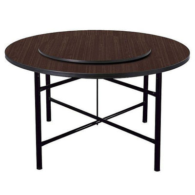 【SA883-8】輕便型胡桃色4尺圓桌(附2.5尺轉盤、30cm鋼珠鋁圈)