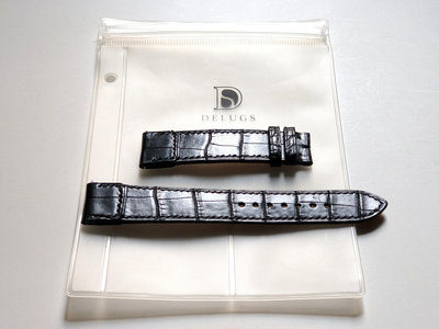 MOTAFISH DELUGS Handcrafted Leather Straps 手工錶帶 黑色鱷魚皮 20mm 快拆功能 全新品