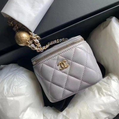 【二手】Chanel 香奈兒 金珠高級灰盒子 暖色系小盒子 鏈條包 斜挎包