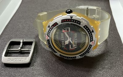 庫存新品！絕版早期Swatch原廠 40mm石英潛水錶+原裝不鏽鋼錶扣