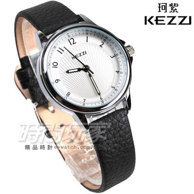 KEZZI珂紫 都會數字 時尚錶 黑色皮帶 數字錶 女錶 學生錶 KE1164黑小【時間玩家】