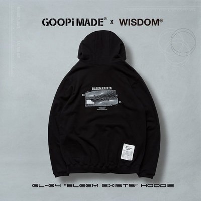 熱銷 Goopi X Wisdom GL-04 “BLEEM EXISTS” Hoodie - 黑、沙色 3號-可開發票