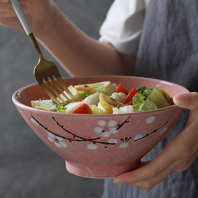 拉面碗斗笠碗牛肉面碗家用面條碗個性湯碗復古創意日式陶瓷大面碗