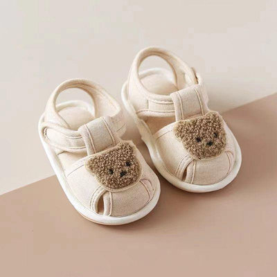 嬰兒涼鞋 男寶寶透氣鞋 軟底夏季幼兒學步前鞋 包頭1歲6到12個月布鞋-滿599免運 巴卡巴卡
