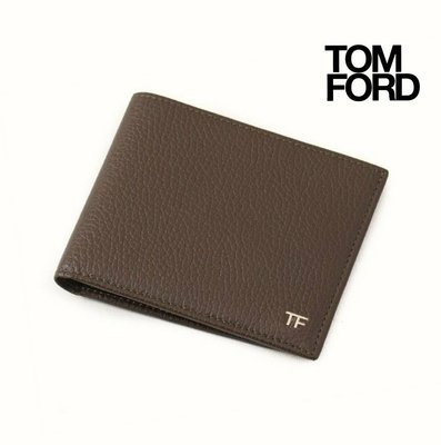 TOM FORD   ( 橄綠棕色 ) 真皮兩摺短夾 八卡式 皮夾 錢包 中性款｜100%全新正品